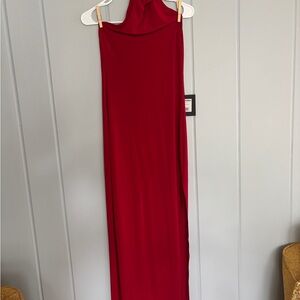Norma Kamali Vibrant Red Halter Gown